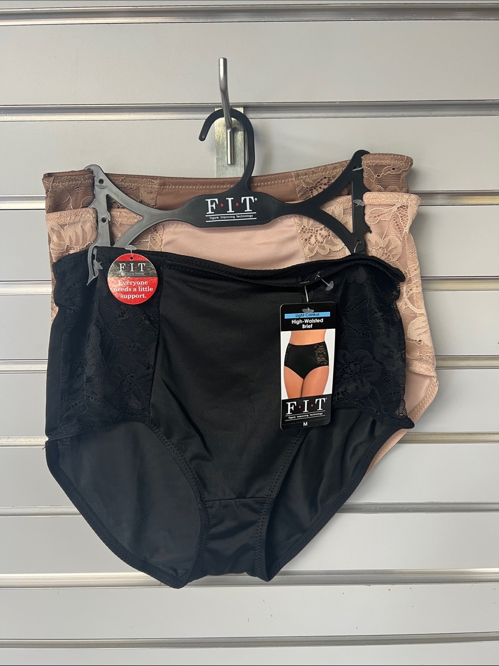 High-Waisted Lace Briefs - Black and Nude